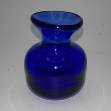 Cobalt Blue Glass Bud Vase and Small Squat Vase (Pair) — listing 3