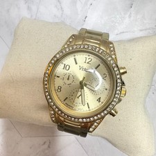 Vivani Ladies Quartz Watch Black Silicone Band Rhinestone Bezel — listing 2
