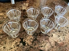 Vintage Mid-Century Modern Highball Tumblers, Pair with Turquoise & Gold Cocktail/Barware Motif — listing 4