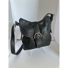 Vintage Black Leather Saddle-Style Flap Shoulder Bag with Gold Chain and Arrow Hardware Yes - a designer name — listing 6