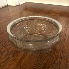 Pressed Glass Covered Compote / Candy Dish with Grape & Leaf Pattern and Twisted Finial — listing 3