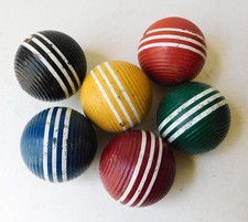 Vintage Forster Ribbed Wooden Croquet Balls Set of 7 — listing 4