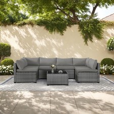 Outdoor Patio Furniture Set — Rocking Chair, Loveseat & Glass Coffee Table (Sling Mesh, Black Frame) — listing 6