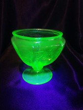 Federal Green Uranium Depression Glass Cup and Saucer with Paneled Optic Design — listing 3