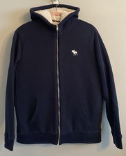 Abercrombie & Fitch Sherpa-Lined Full-Zip Hoodie, Olive Green, Size L — listing 5