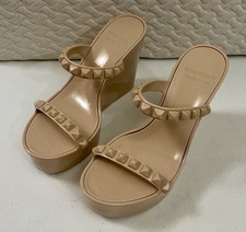 Carmen Sol Jelly Studded Platform Wedge Sandals, Nude, Size US 8 / EU 38 — listing 4