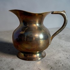 Vintage Solid Brass Pitcher Made in India, 8.5" Tall with Dark Patina — listing 5