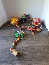 Pair of Indian Beaded Fabric Elephant & Camel Wall Hanging Garlands with Brass Bells — listing 3