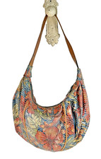Tan Pebbled Leather Slouchy Hobo Shoulder Bag with Snakeskin Flap Accent — listing 5