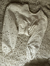 Zara White Denim Eyelet Embroidered Cropped Vest Top — listing 4