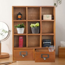 Vintage Wooden Compartmentalized Storage Shelf / Cubby Unit (Pine, Stained)
