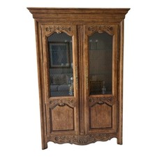 Vintage French Provincial Style China Cabinet / Breakfront Hutch with Brass Grille Doors — listing 2