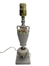 Vintage Italian Capodimonte-Style Porcelain Table Lamp with Applied Roses