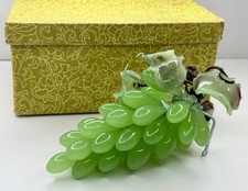 Vintage Chinese Carved Jade/Serpentine Grape Cluster with Metal Leaves — listing 3