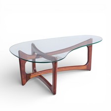 Adrian Pearsall for Craft Associates Mid-Century Modern Sculptural Walnut Coffee Table with Biomorphic Glass Top — listing 5