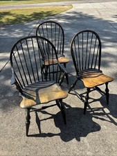 Bow-Back Windsor Armchair with Distressed Blue Paint Finish — listing 2
