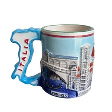 Pisa Souvenir Espresso Mug, Cobalt Blue with Gold Leaning Tower Design — listing 6