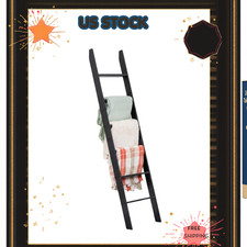 Decorative Black Wood Blanket Ladder (Rustic Farmhouse Decor)