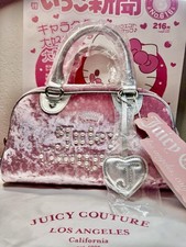 Juicy Couture Pink Velvet Rhinestone Logo Satchel Handbag — listing 4