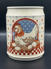 Farmhouse Ceramic Crock / Utensil Holder with Stacked Farm Animals Motif