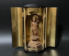 Antique Japanese Zushi Portable Buddhist Shrine with Standing Amida Buddha Figure — listing 2