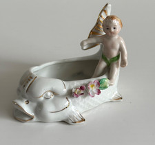 Resin Cherub Angel Figurine Riding Dolphin with Life Ring — listing 2