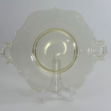 Yellow (Topaz) Depression Glass Console Bowl, Etched Floral Scroll Pattern, 11 inch