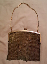 Vintage 1950s-60s Silver Metallic Kisslock Evening Bag with Metal Top Handle — listing 5