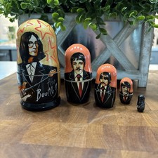 Beatles Hand-Painted Russian Matryoshka Nesting Doll Set of 5 (Lennon, McCartney, Harrison, Starr, Guitar) — listing 6