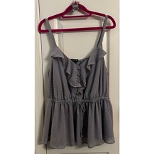 Torrid Peplum Georgette Flutter Sleeve Blouse in Blue Horizon, Size 00 (M/L 10) — listing 4