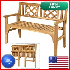 Wooden Curved-Seat Bench Stool with Two-Tone Finish and Splayed Legs — listing 6