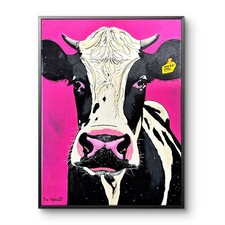 Colorful Impressionist Cow Portrait Painting, Framed — listing 2