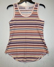 LuLaRoe Mustard Yellow Striped Scoop-Neck Tank Top, Size M — listing 3