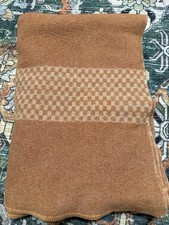Baron Vintage Wool Camp Blanket Olive Green with Woven Stripe Border — listing 4