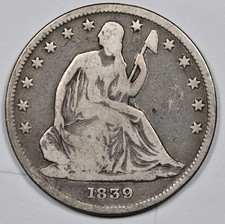 1839 Seated Liberty Dime, No Drapery Variety, Circulated — listing 5