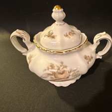 Vintage Moss Rose Porcelain Coffee/Tea Set - Tall Pot, Covered Sugar, 2 Cups & Saucers — listing 6