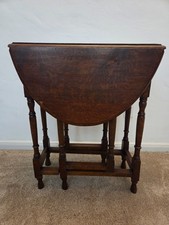 Antique English Oak Barley Twist Gateleg Drop-Leaf Dining Table — listing 2