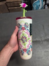 Starbucks Cold Cup Tumbler with Silicone Flower Straw Topper, Colorful Floral Design — listing 6