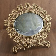 Antique Edwardian Arched Mahogany Vanity / Dressing Table Mirror with Marquetry Inlay — listing 6