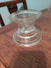 Clear Pressed Glass Small Bowl / Votive Candle Holder with Embossed Scroll Band — listing 2