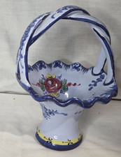 Portuguese Hand-Painted Reticulated Floral Basket with Attached Underplate — listing 6