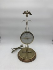 Mid-Century Brass Federal Eagle Suspended Round Wall/Table Clock, listing 4
