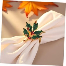 Ceramic Napkin Rings Set of 4 with Green Leaf & White Branch Design — listing 6