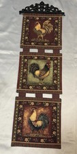 French Country Rooster & Hen Tapestry Wall Hanging 3' x 3.5'