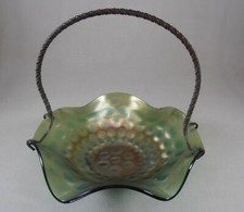 Fenton Carnival Glass Amethyst Dragon and Lotus / Iris Herringbone Ruffled Bowl — listing 4