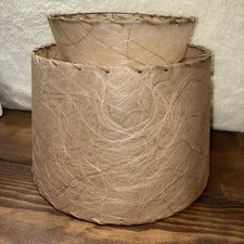 Mid-Century Modern Fiberglass Cone Shade Table Lamp with Black String Design — listing 5