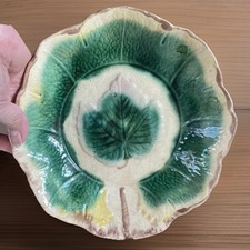 Vintage Majolica-Style Figural Maple Leaf Dish with Acorns
