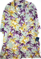 George Men's Hawaiian Aloha Shirt, Light Blue Tropical Palm Tree & Hibiscus Print, Size 2XL (50-52) — listing 2