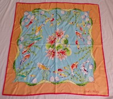 Silk Scarf with Tropical Fish and Sea Life Print — listing 2