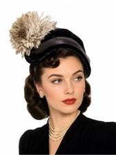 Vintage Red Straw Tilt Cocktail Hat with Millinery Rose Trim and Ribbon Ties — listing 6